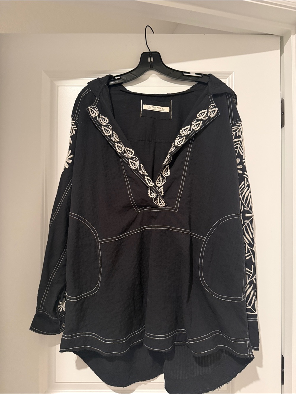 We The Free Black Embroidered Hooded Tunic